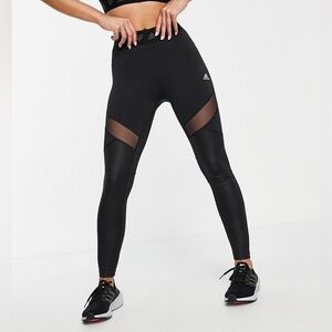 Adidas black leggings with mesh cutout NEW